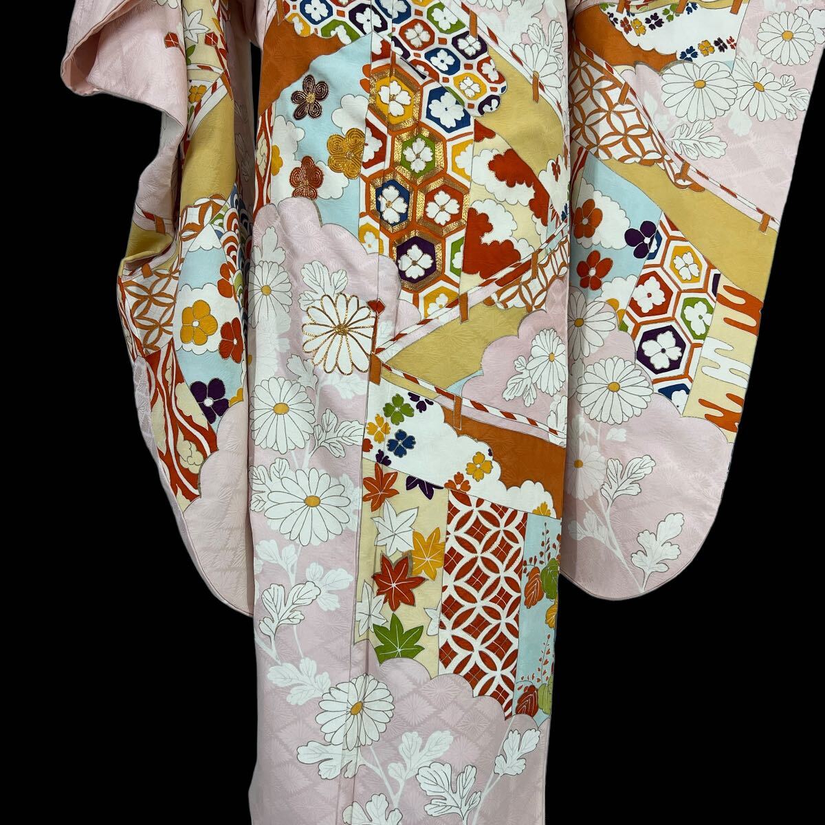 振袖 古典柄 袷着物 着物 きもの 成人式 リサイクル着物 kimono 中古 仕立て上がり 身丈154cm 裄丈62cm_画像2