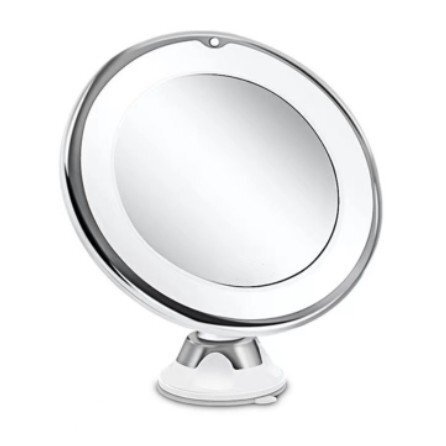 【VAPS_1】LEDライト機能 10倍拡大鏡 LED化粧鏡 浴室鏡 ミラー 女優鏡 卓上鏡 吸盤ロック付き 壁掛け メイク 電池式 送込_画像1