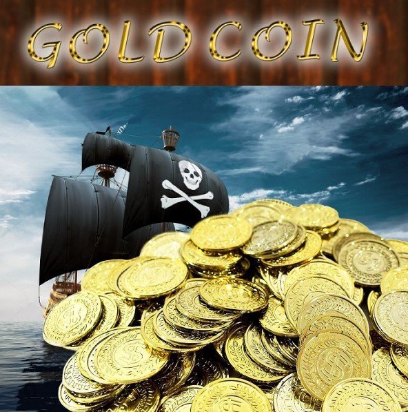 【vaps_3】海賊アイテム ゴールドコイン 金貨100枚 セット 金貨 メダル チップ 玩具 おもちゃ 海賊王 演劇 小道具 送込_画像2