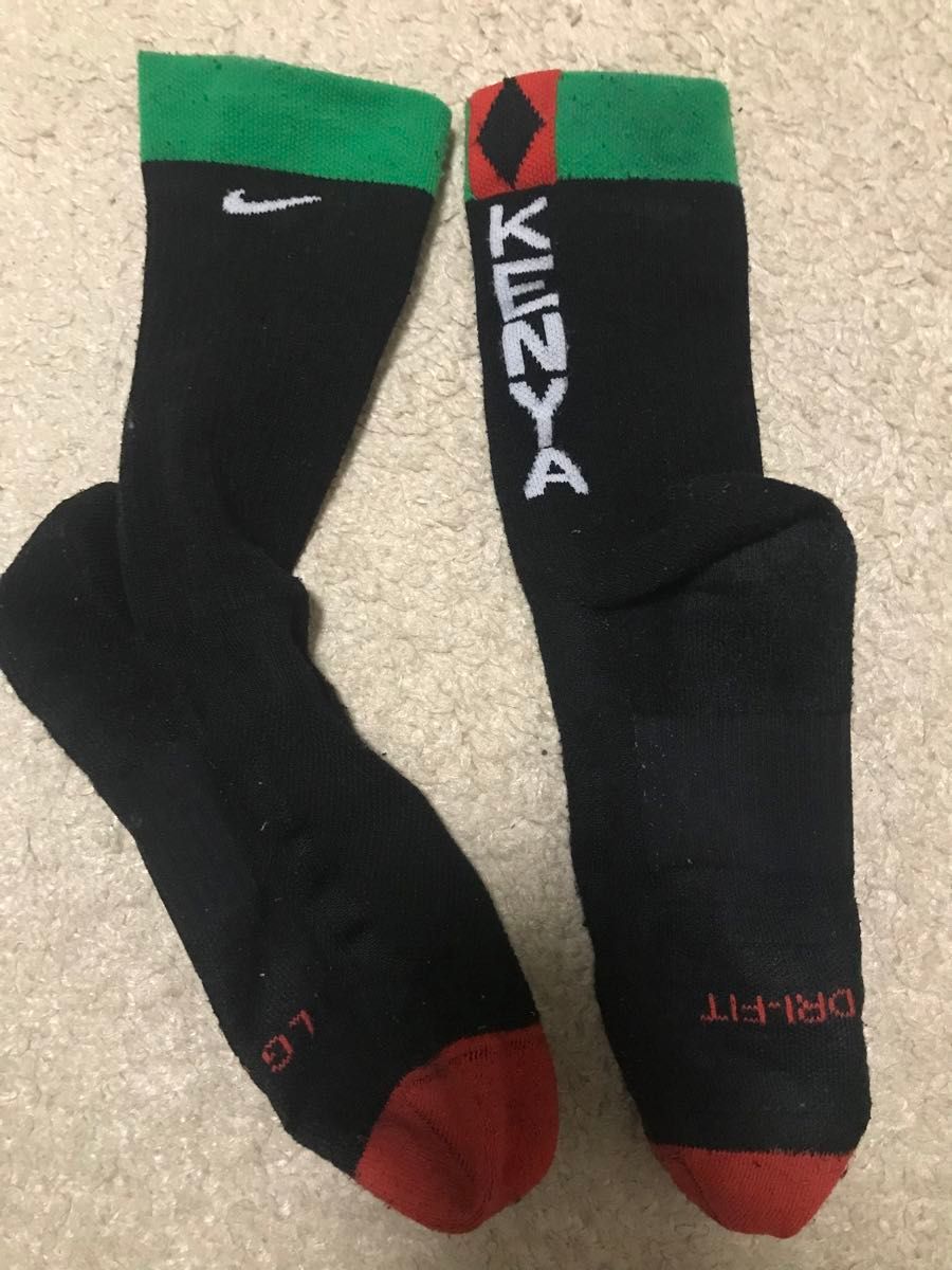 NIKE KENYA レア　ソックス　ナイキ　ケニア　ラン　ドライフィット　Ｌ　R  靴下　限定　グッズ