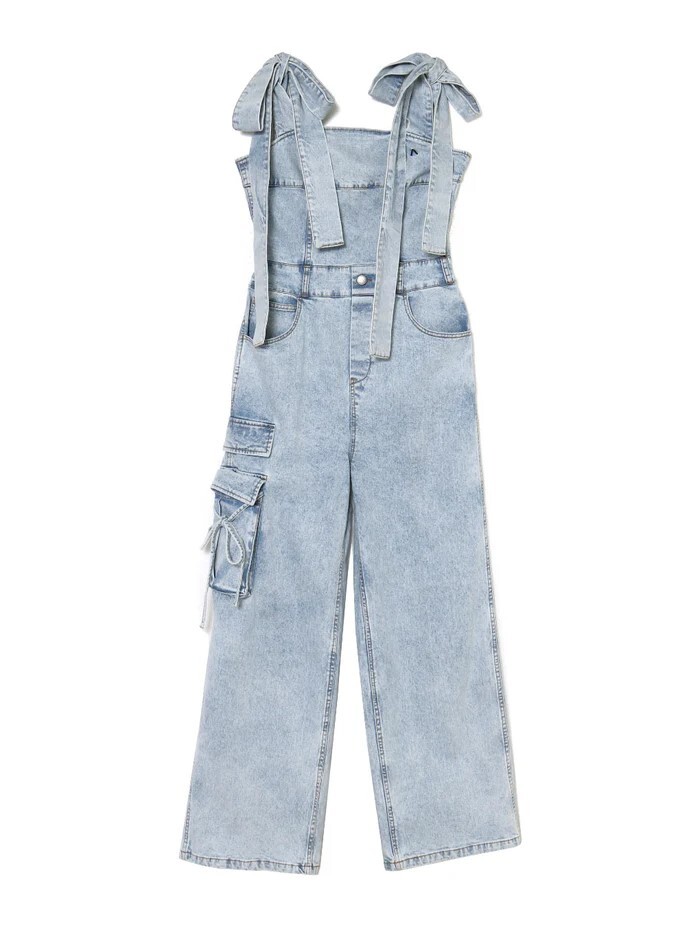 新品未使用】ANDMARY Nicola ribbon denim allinone Light blue 新品未使用】ANDMARY Nicola ribbon denim allinone Light blue