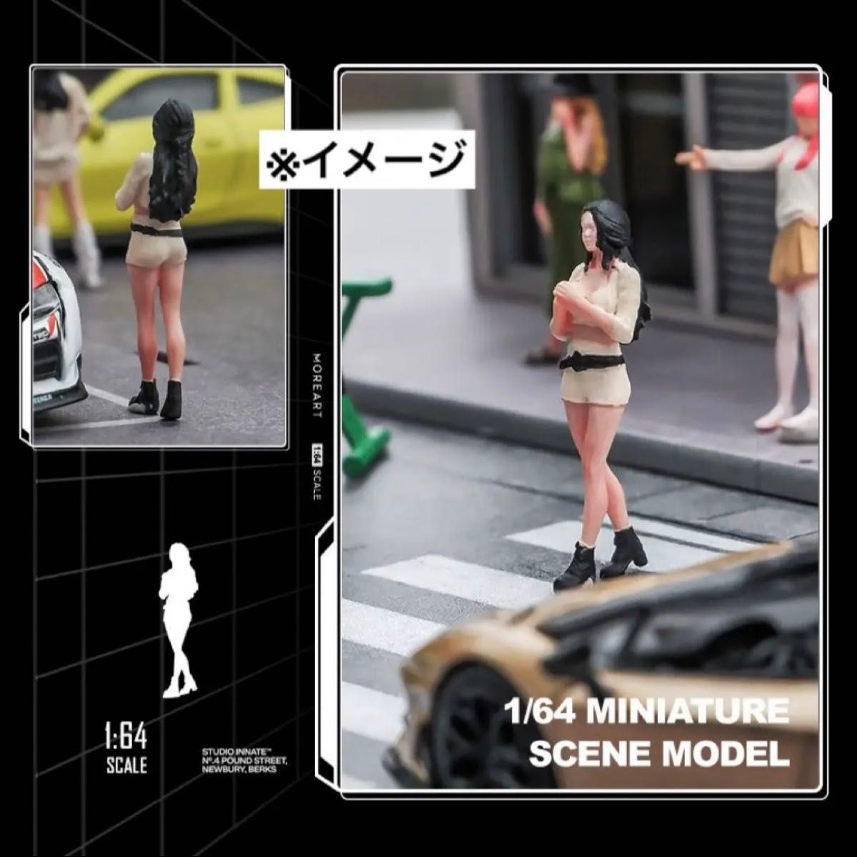 1/64 フィギュア　私服女子　模型　ジオラマ　トミカ、ホットウィール等のミニカーに！