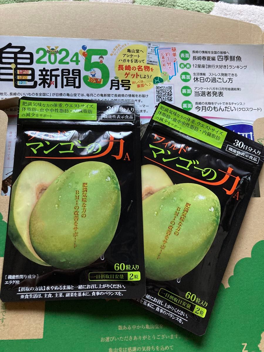 亀山堂 ワイルドマンゴーの力 60粒 機能性表示食品 エラグ酸 ダイエット サプリ