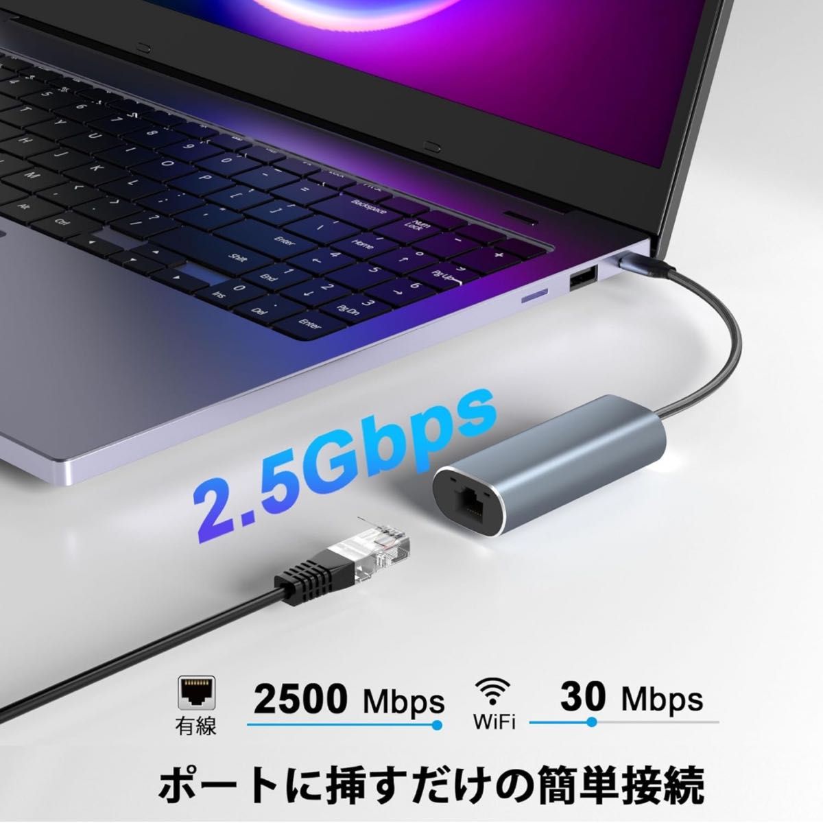 USB C LAN変換アダプター 2.5Gbps 超高速通信 有線LANアダプター イーサネットアダプタ