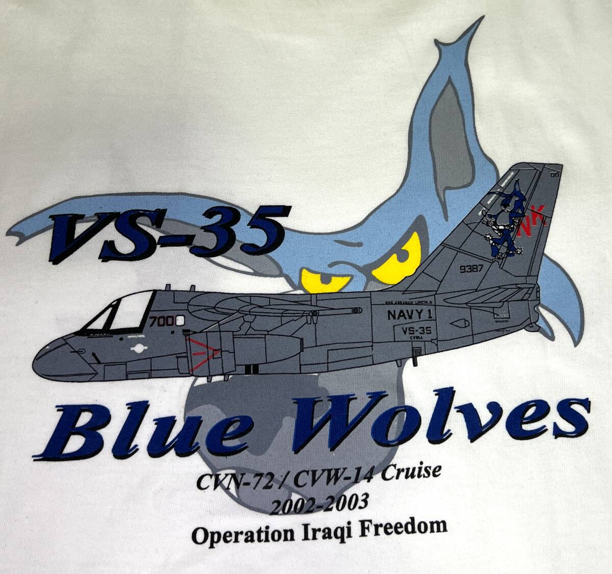 【未使用】米海軍海上制圧飛行隊 VS-35 Blue Wolves Mサイズ Tシャツ CVN-72/CVW-14 Cruise 2002-2003 Operation Iraqi Freedom R44_画像5