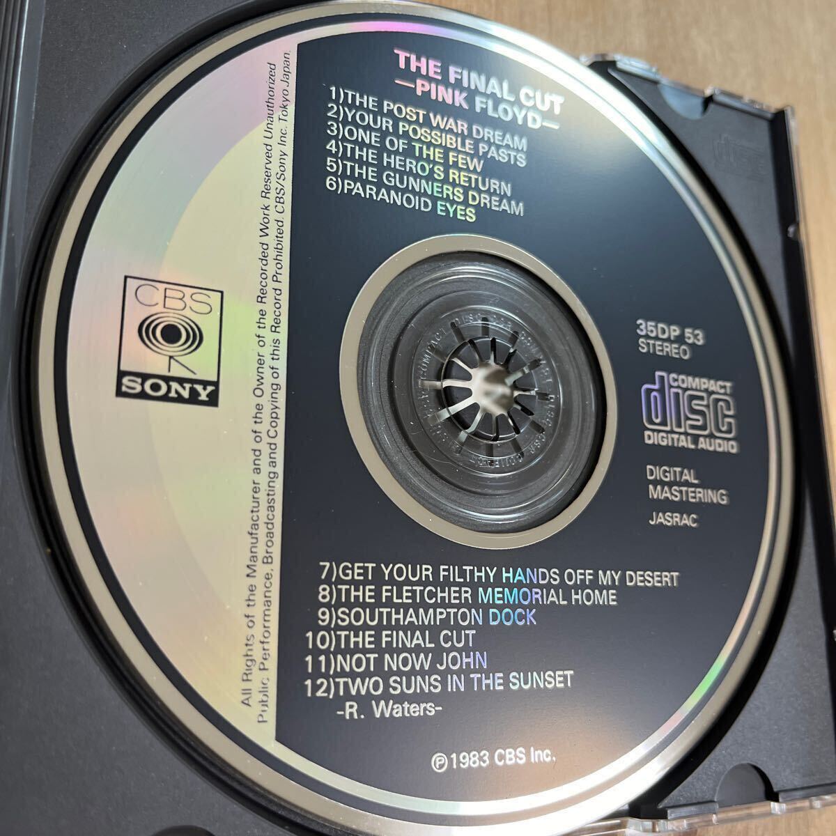 【 旧規格 CSR刻印 35DP -53 】 ピンク・フロイド / ファイナル・カット PINK FLOYD / THE FINAL CUT CBS SONY 国内初期3500円盤CD _画像3