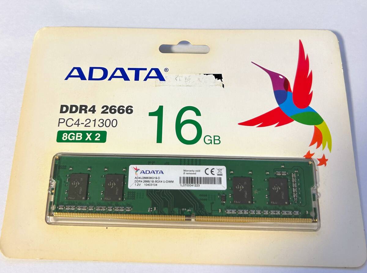 ADATAデスクトップメモリ　8GB2枚組　AD4U266638G19-D [DDR4 PC4-21300 8GB 2枚組]_画像1