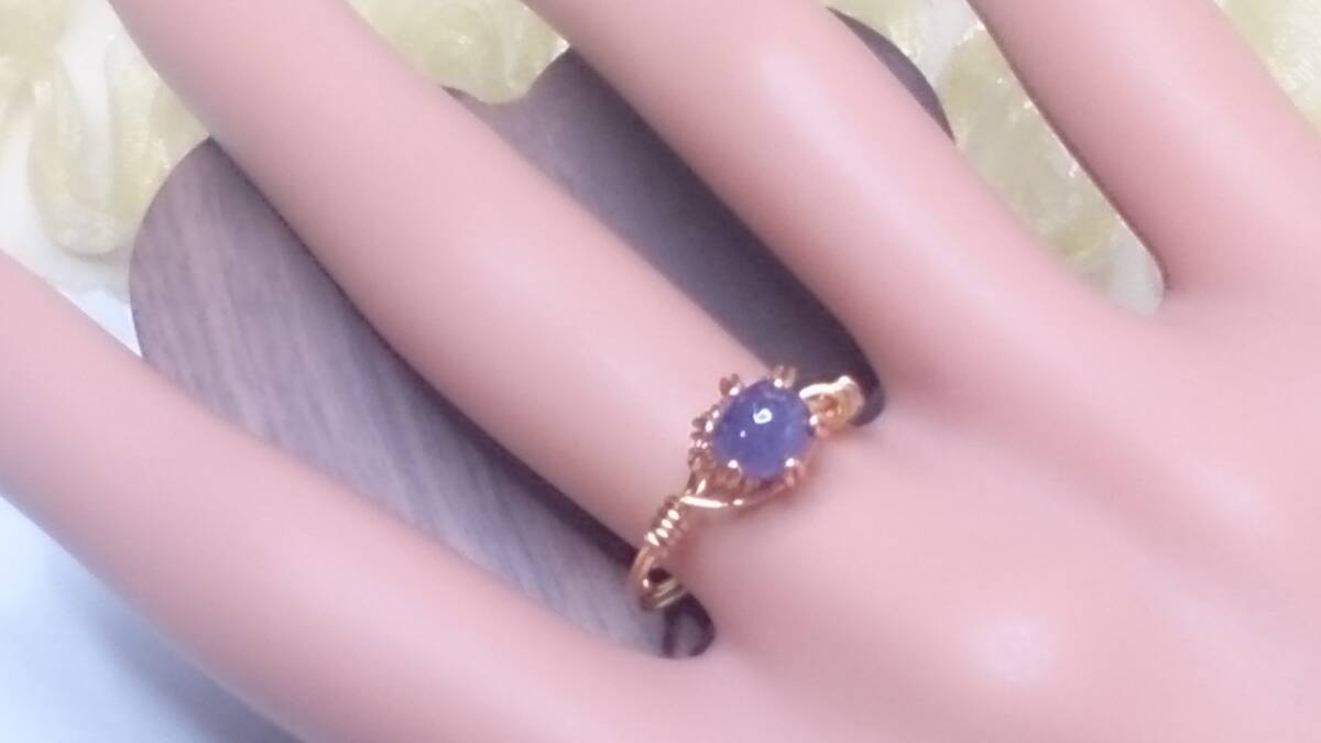 ☆NM☆タンザナイトカボ1.50ct　ゴールドワイヤーリング(*^^*)☆サイズフリー☆YR5_画像5