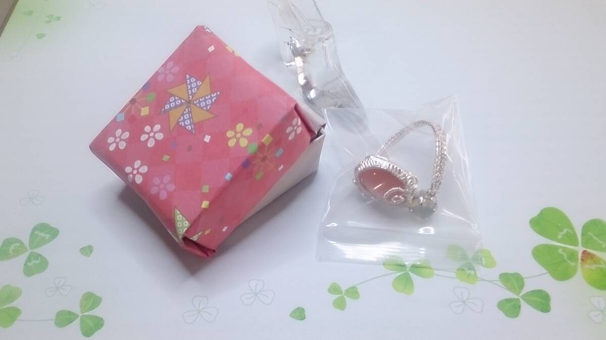 ☆NM☆オレンジムーンストーン　7.25ct　シルバー色ワイヤーリング(*^^*)☆サイズフリー☆YR11_手作りのお箱でお届けです。