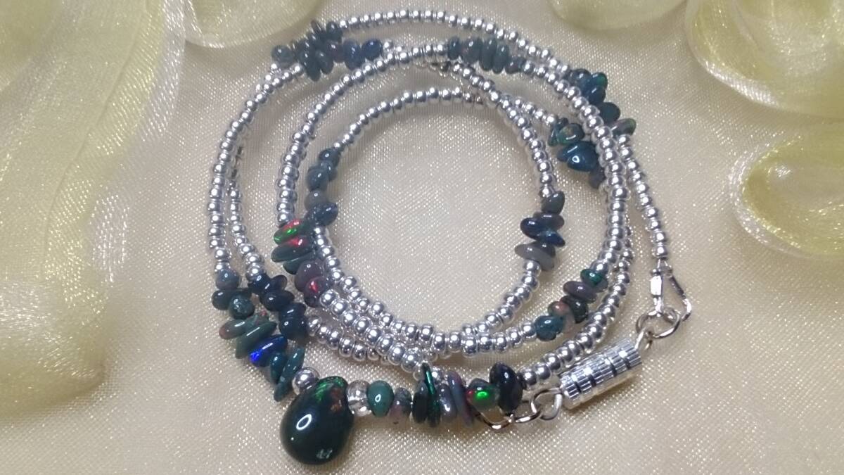 *NM* black opal. бисер колье (*^^*)* примерно 45cm*B2