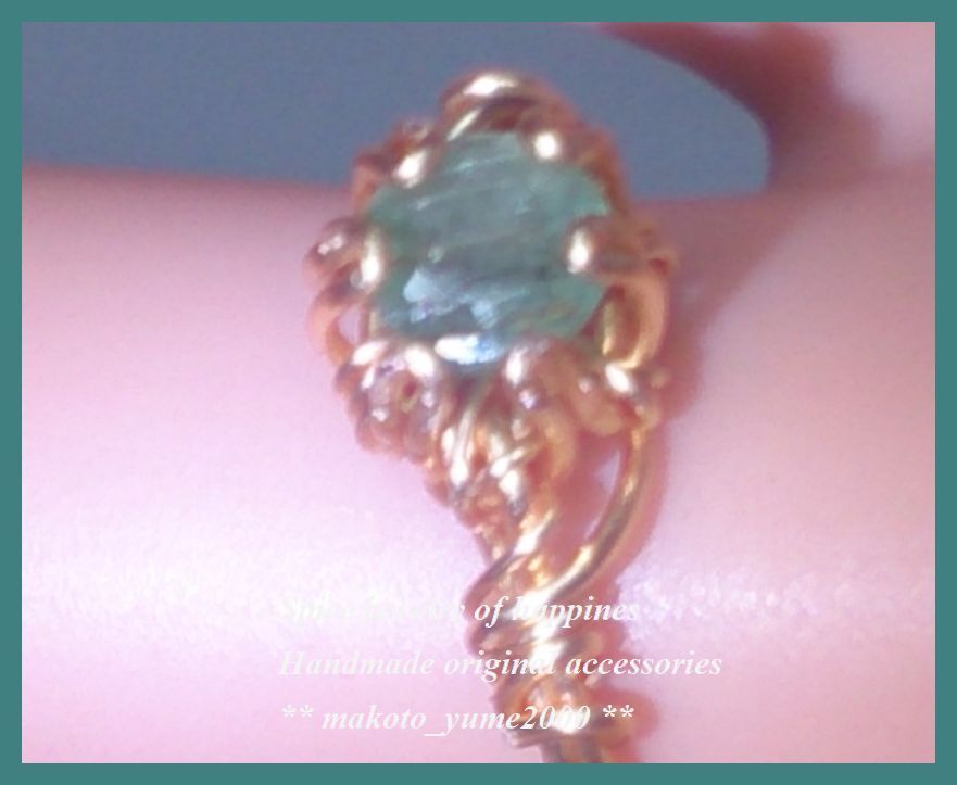 *NM* emerald round fa set 0.40ct Gold color wire ring (*^^*)* size free *YR6