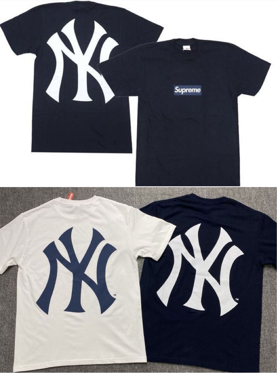 希少 新品タグ付き Supreme Box Logo New York Yankees ネイビー