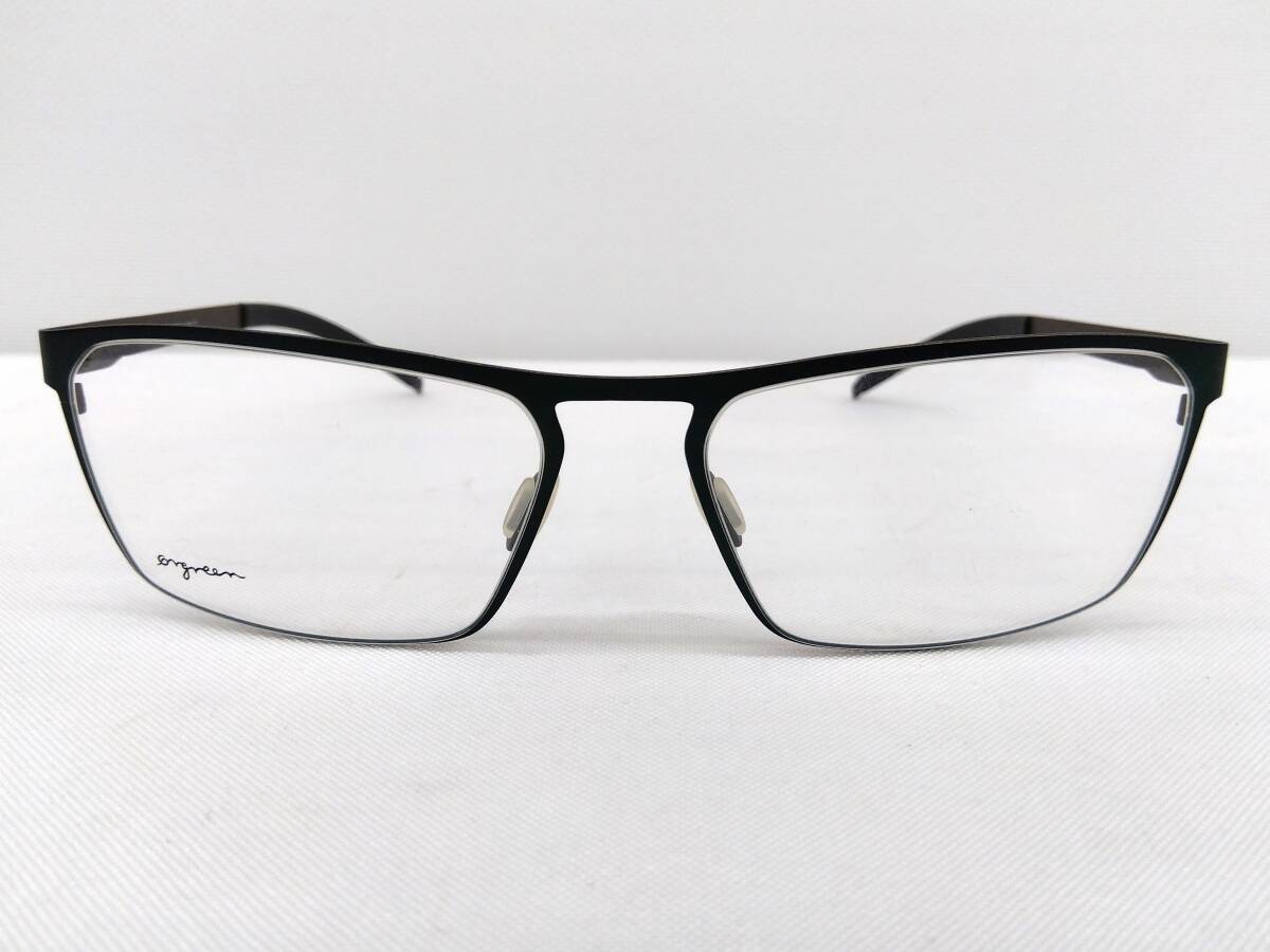 K-453 新品 眼鏡 メガネフレーム チタン orgreen オルグリーン 日本製 16g 55□16-140 フルリム メンズ 男性 レディース 女性 グリーン系_画像2