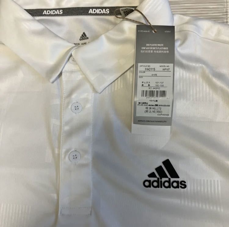 送料無料 新品 adidas エンボスプリント 半袖ボタンダウンシャツ 2XL_画像10