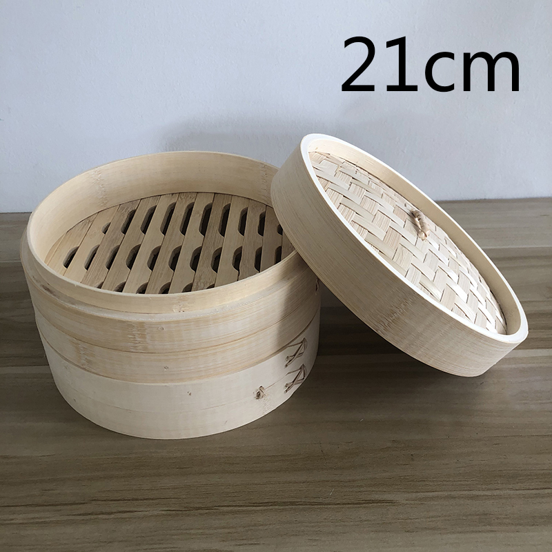 .. basket steamer home use business use Chinese steamer bamboo made cooking apparatus classical 21cm two step cover attaching 