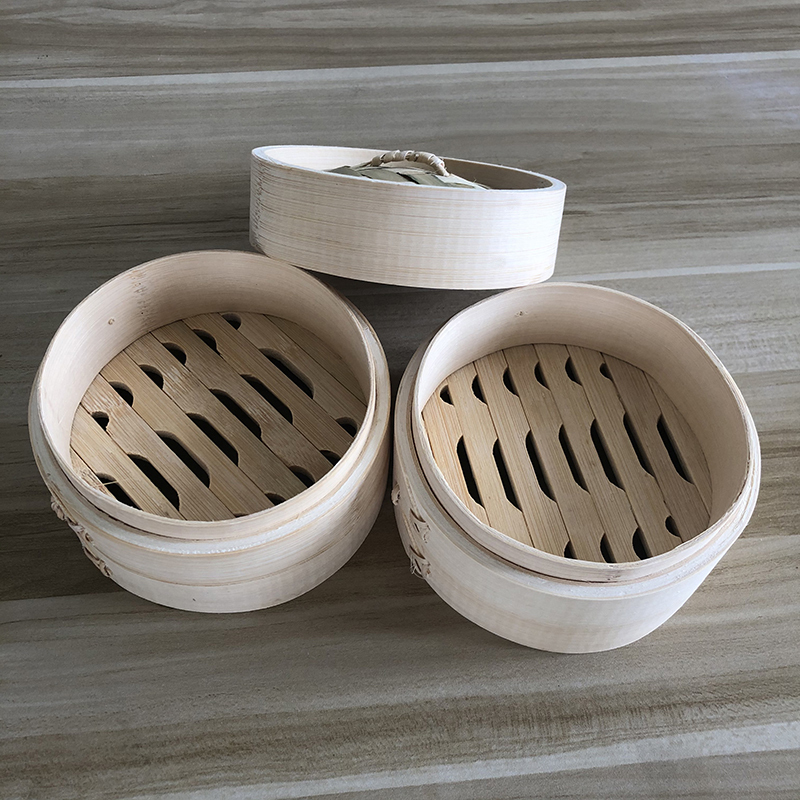 .. basket steamer home use business use Chinese steamer bamboo made cooking apparatus classical 13cm two step cover attaching 