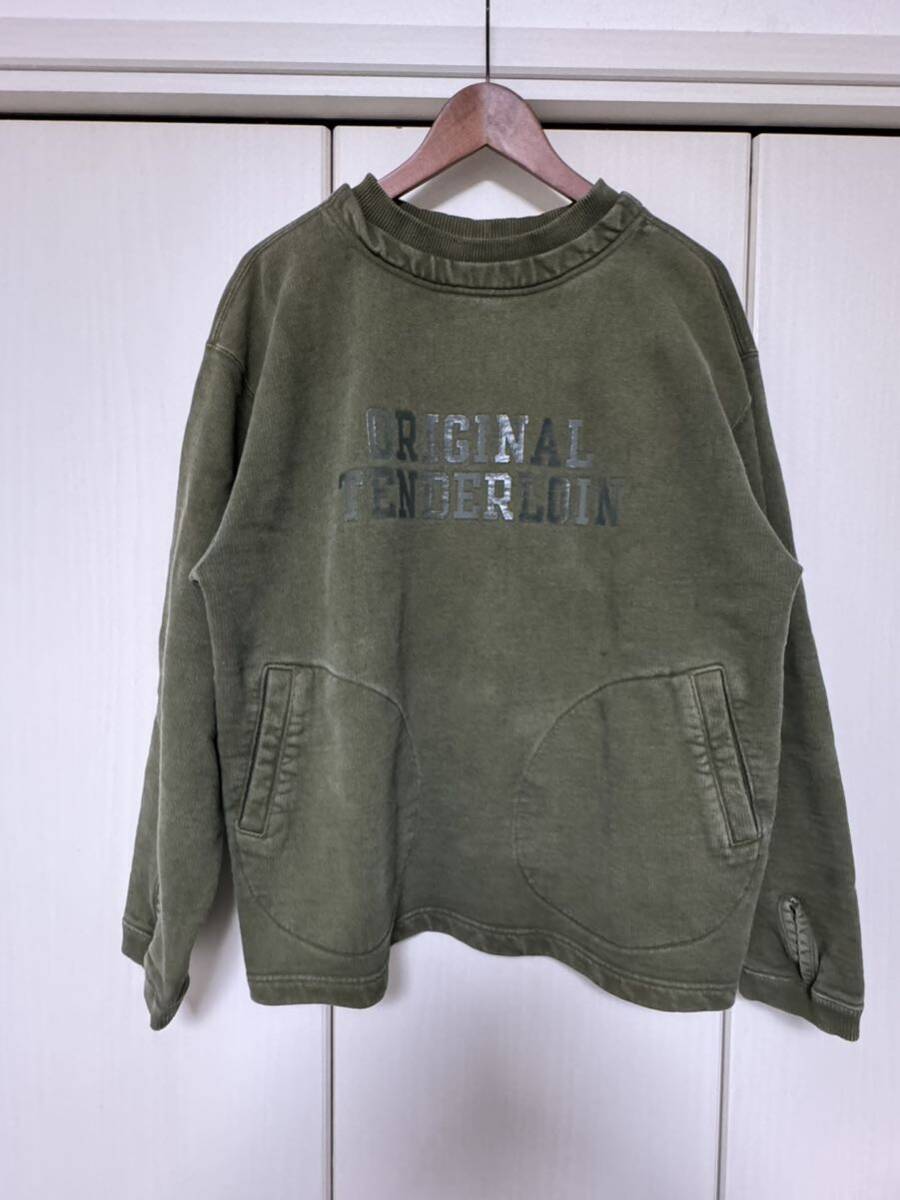 TENDERLOIN CREW NECK SWEAT OLIVE Sサイズ_画像1