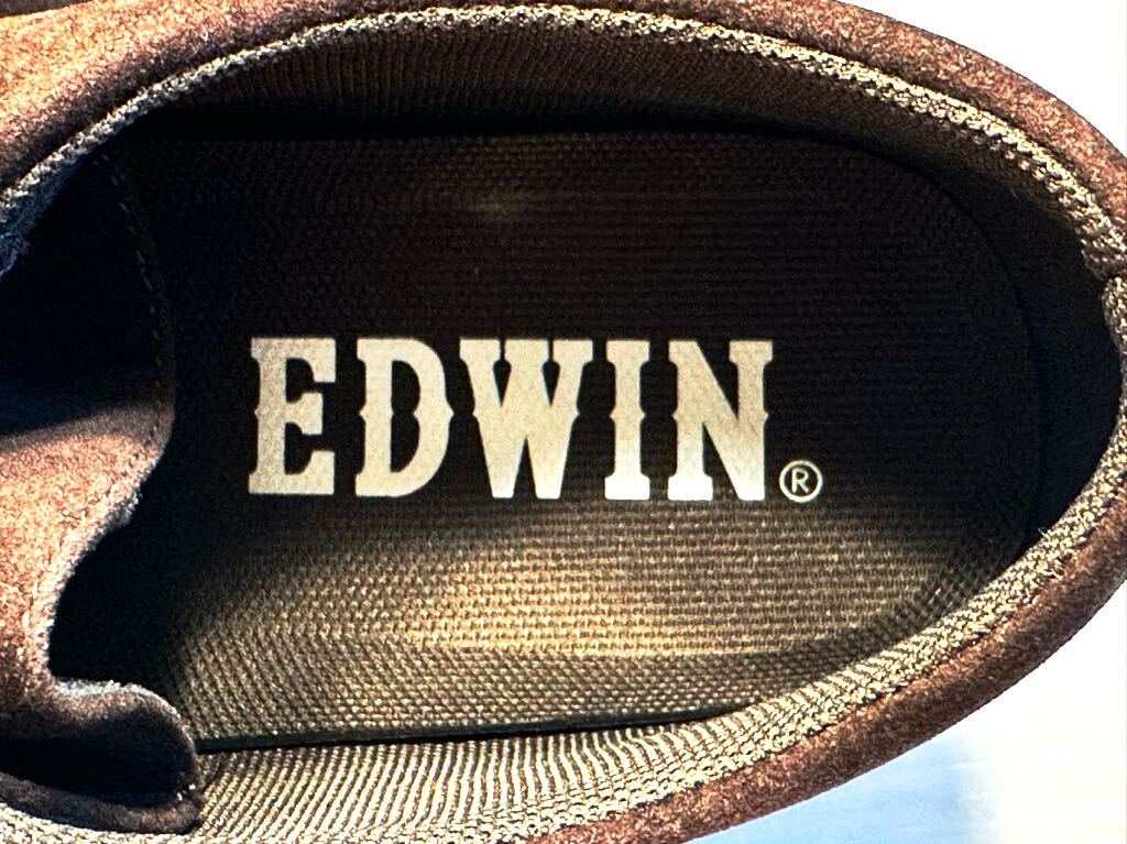 (送料無料)新品未使用品 EDWIN エドウィン メンズジュースローカット モカシン スウェード シューズ ☆カラー ブラウン☆サイズ27㎝