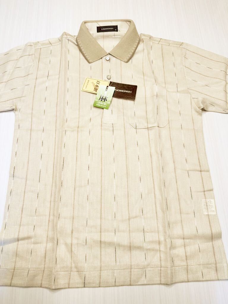 (送料無料)新品未使用品 日本製 LINDBERGH リンドバーグ 麻100% メンズポロシャツ ☆サイズM 胸囲88〜96㎝、身長165〜175㎝