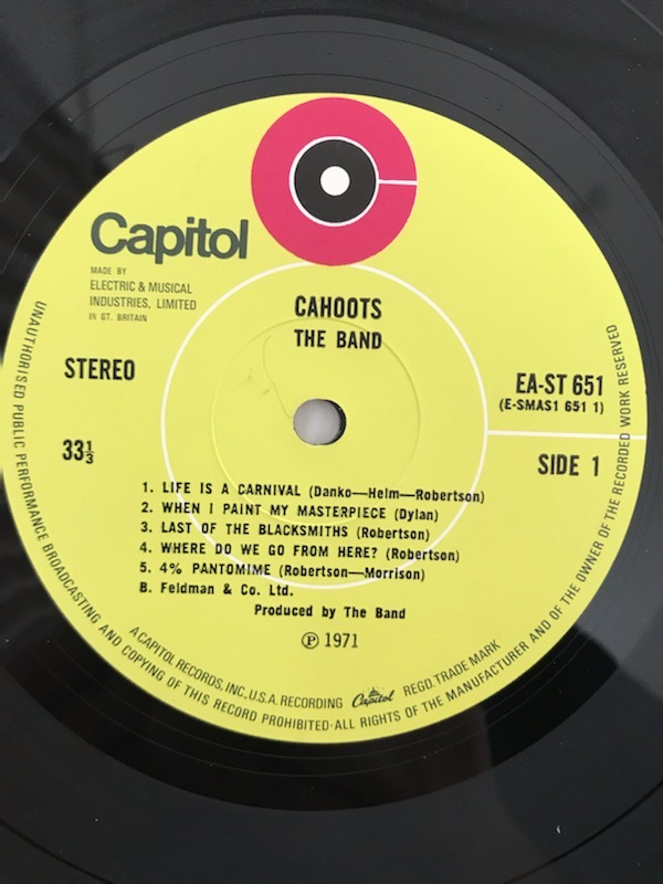 ■レアUKオリジ■THE BAND-ザ・バンド/CAHOOTS 1971年 英Capitol 初回マトA1/B1 テクスチャージャケ！_画像2