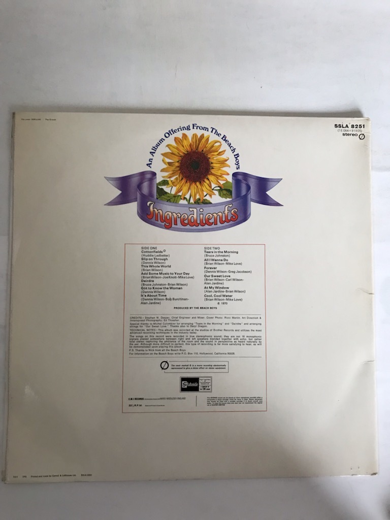 ■UKオリジ■THE BEACH BOYS-ビーチ・ボーイズ/SUNFLOWER 1970年 英STATESIDE 初回マトA1/B1 貴重コーティング見開きジャケ！_画像4