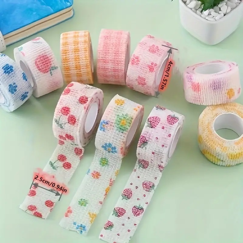 10 piece set ( pattern is incidental ) colorful . lovely self put on . tape self put on bandage 