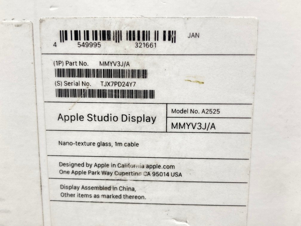 Apple アップル Studio Display A2525 Nano-textureガラス 27インチ 5120x2880ピクセル 通電確認済み【CEAG1004】※送料着払い※の画像9