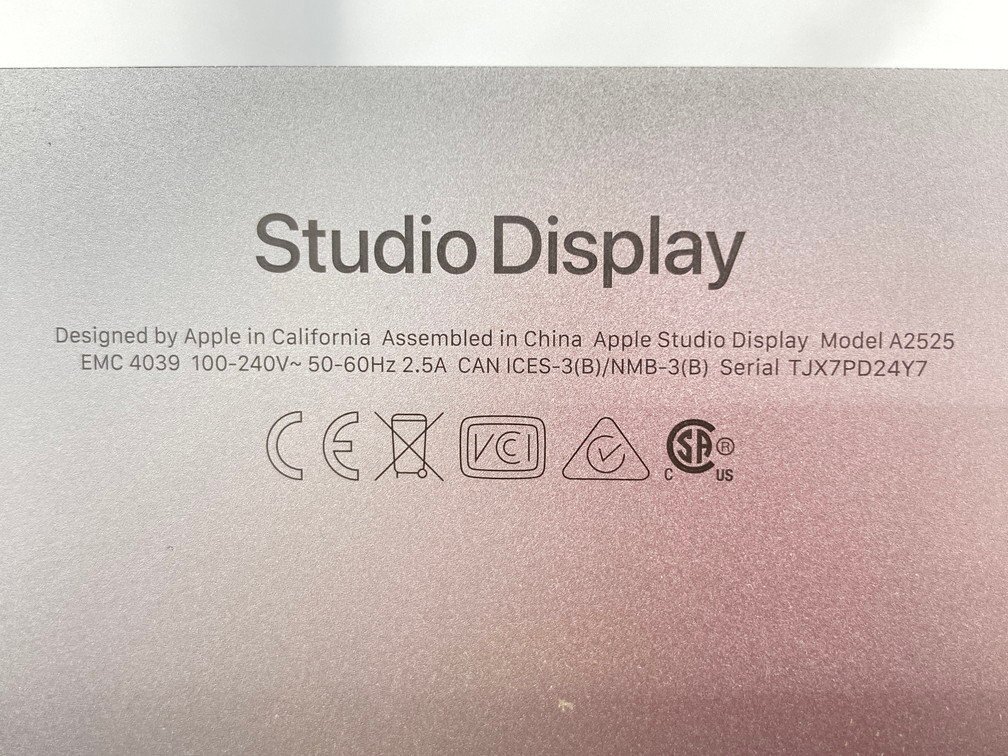 Apple アップル Studio Display A2525 Nano-textureガラス 27インチ 5120x2880ピクセル 通電確認済み【CEAG1004】※送料着払い※の画像4