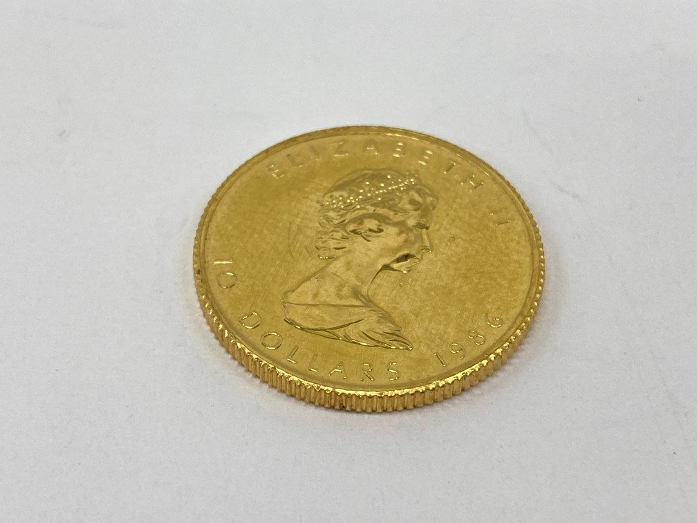 K24IG　カナダ　メイプルリーフ金貨　1/4oz　1986　総重量7.7g【CEAH6061】_画像2
