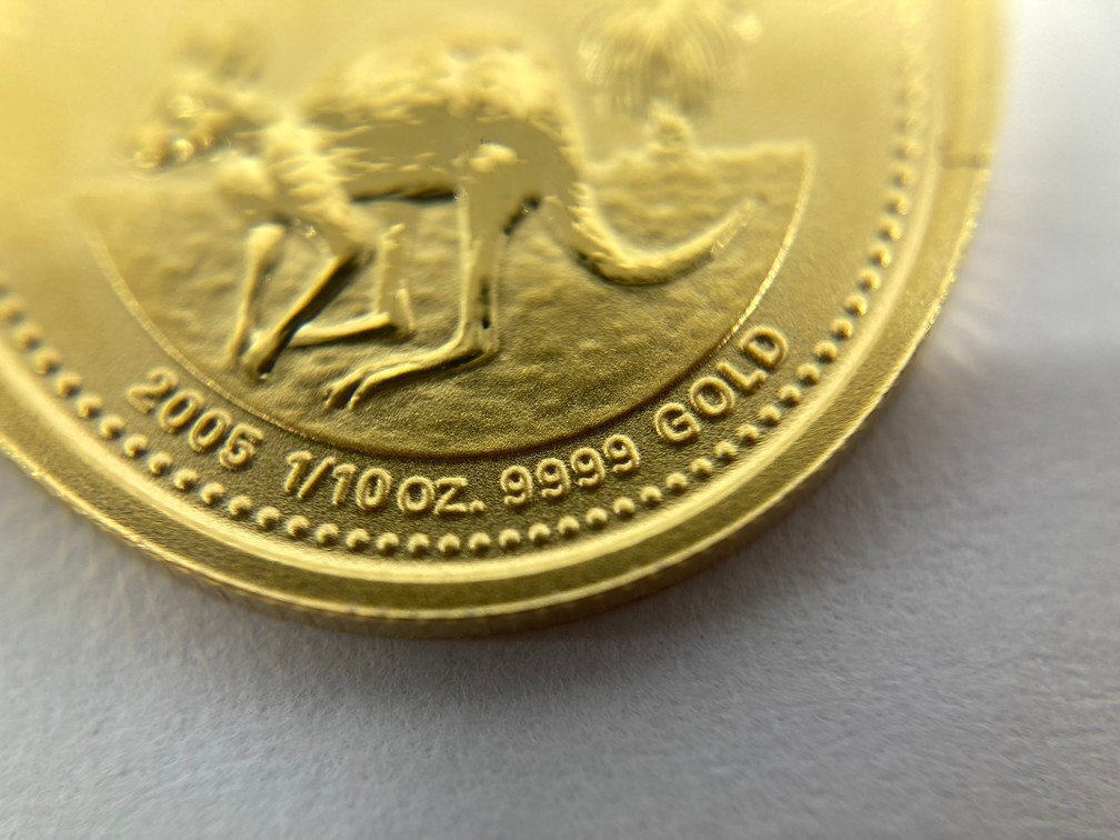 K24IG Australia kangaroo gold coin 1/10oz 2005 gross weight 3.1g[CEAH6045]