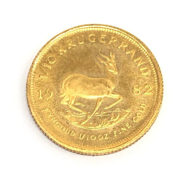 K22 南アフリカ共和国 クルーガーランド金貨 1/10oz 1982 総重3.3g【CDAX8047】の画像1