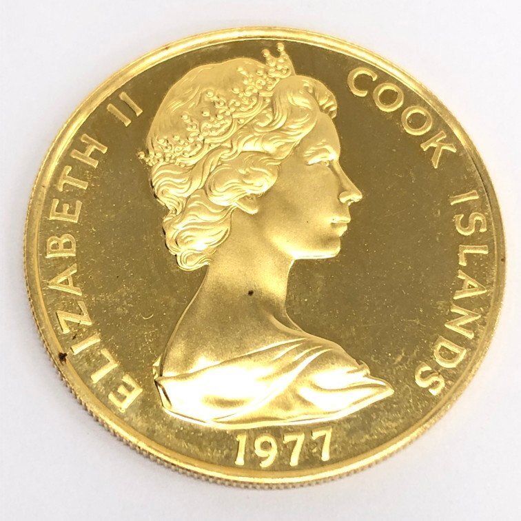 K22 クック諸島 エリザベス2世 25周年記念 100ドル金貨 総重量9.8g【CDBD7094】の画像2