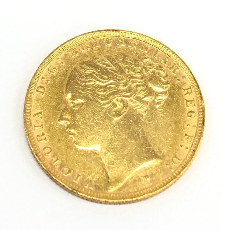 K22 England Sovereign gold coin creel Tria Young head 1884 gross weight 8.0g[CDBD7038]