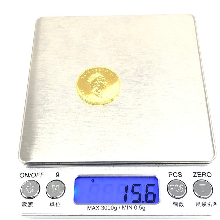 K24IG Canada Maple leaf gold coin 1/2oz 1998 gross weight 15.6g[CDAX8061]
