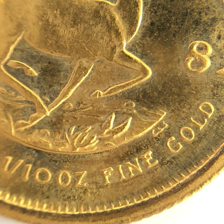 K22 南アフリカ共和国 クルーガーランド金貨 1/10oz 1982 総重3.3g【CDAX8047】の画像4