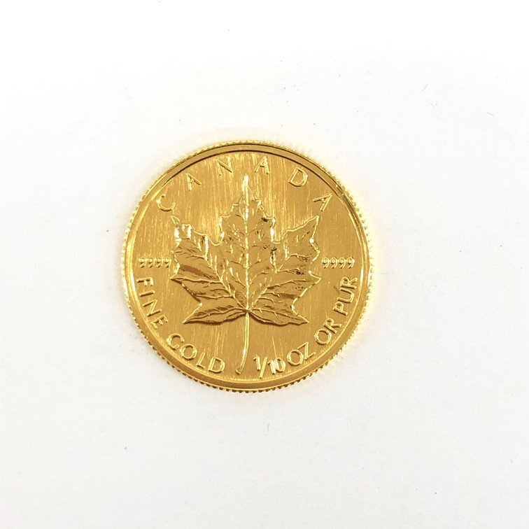 K24IG Canada Maple leaf gold coin 1/10oz 1990 gross weight 3.1g case attaching [CDAX6068]