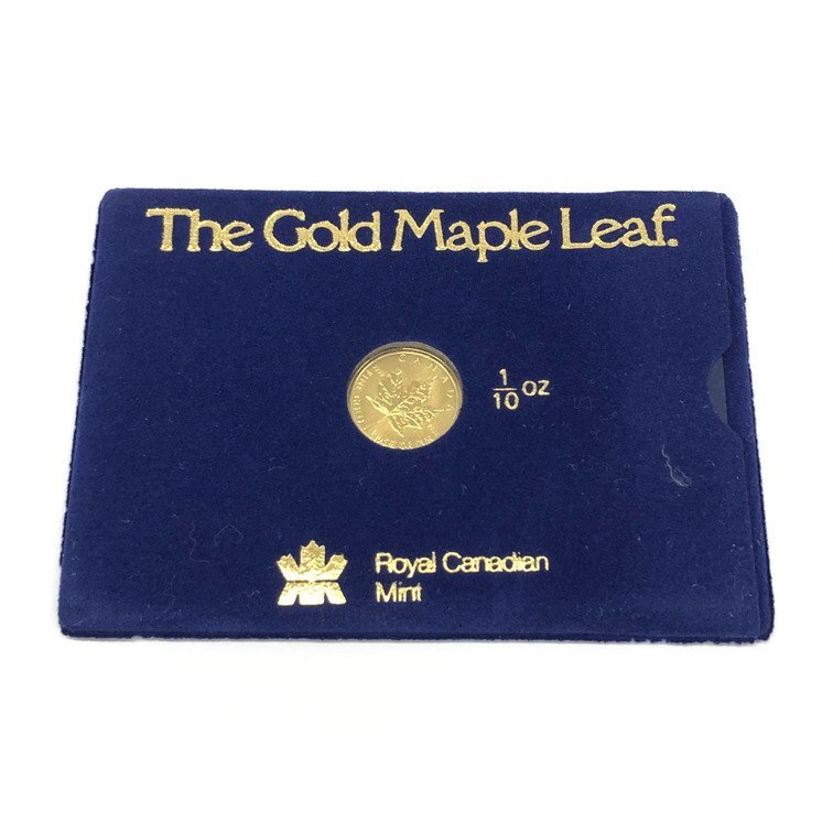 K24IG Canada Maple leaf gold coin 1/10oz 1990 gross weight 3.1g case attaching [CDAX6067]