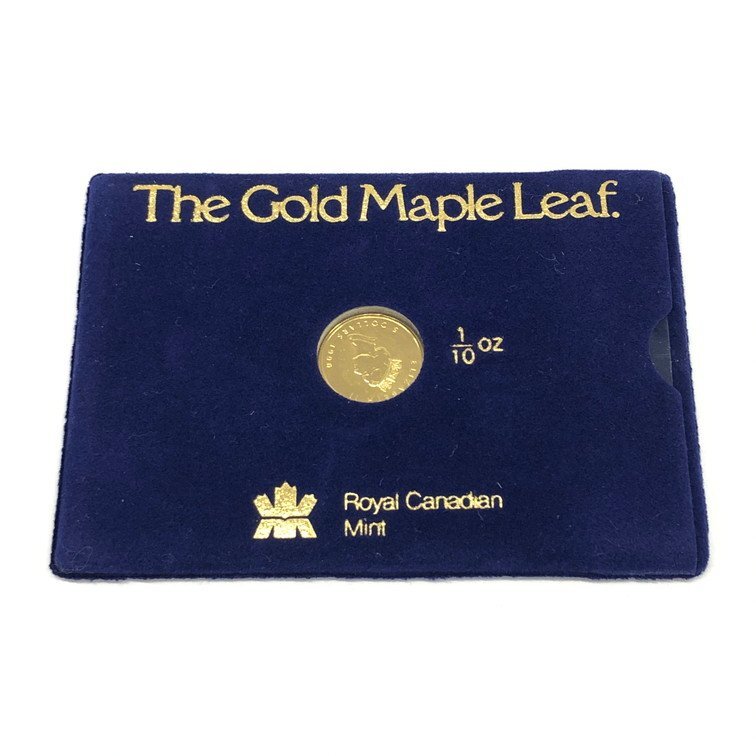 K24IG Canada Maple leaf gold coin 1/10oz 1990 gross weight 3.1g case attaching [CDAX6068]