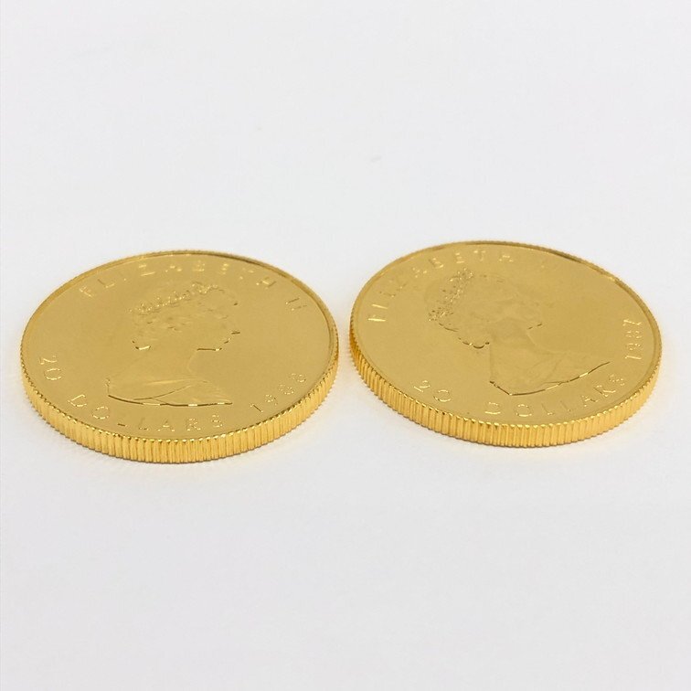 K24IG カナダ メイプルリーフ金貨 1/2oz 2枚まとめ 総重量31.1g【CDBD7032】の画像9