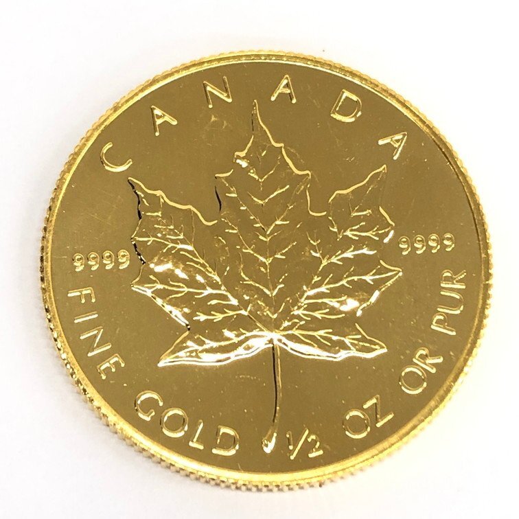 K24IG カナダ メイプルリーフ金貨 1/2oz 2枚まとめ 総重量31.1g【CDBD7032】の画像4