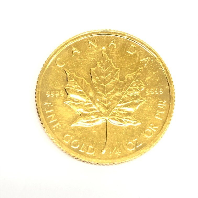 K24IG Canada Maple leaf gold coin 1/4oz 1988 gross weight 7.8g[CEAA7017]