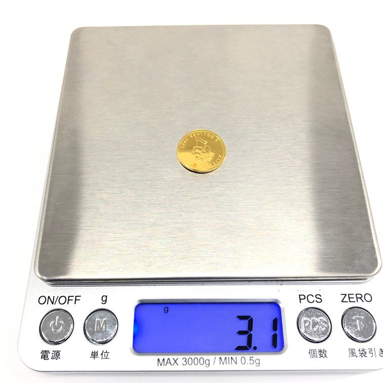 K24IG Canada Maple leaf gold coin 1/10oz 1995 gross weight 3.1g[CDAX8066]