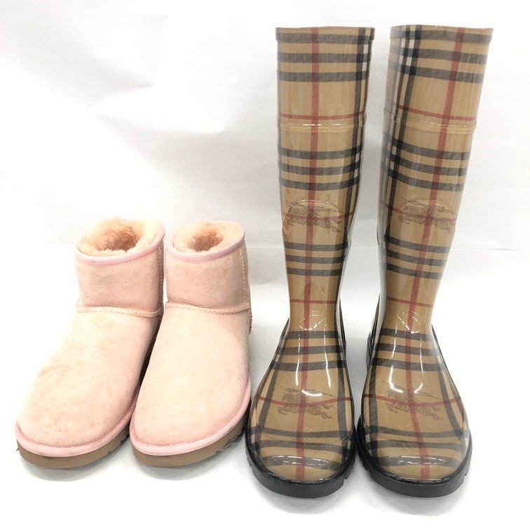 BURBERRY バーバリー 長靴 ノバチェック サイズ38 / UGG アグ ブーツ ピンク色 サイズ37 2点セット【CEAA6033】の画像1