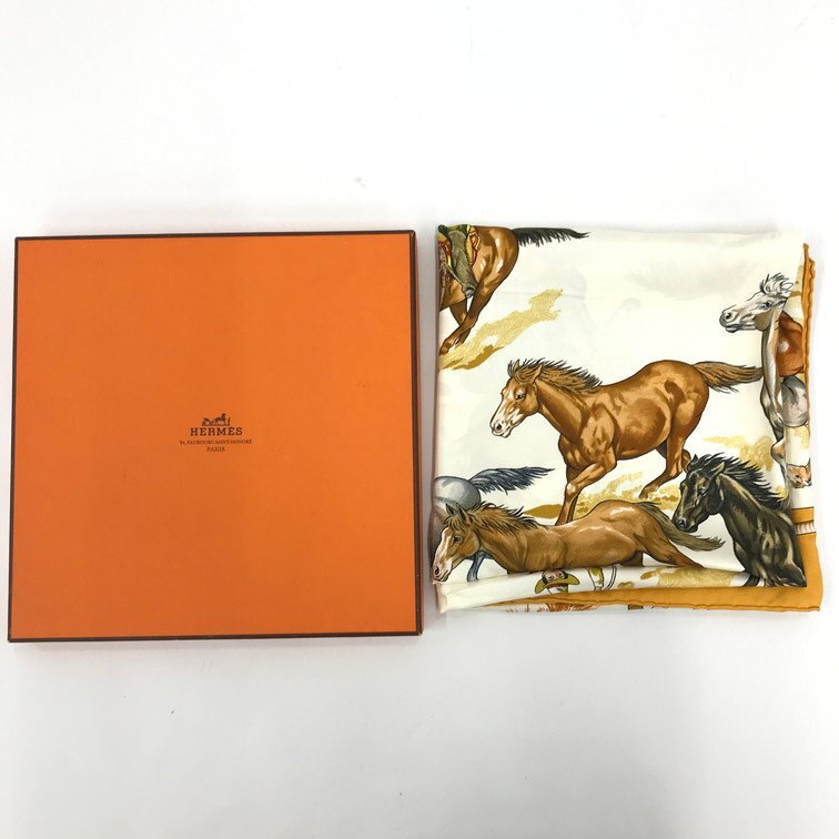 HERMES エルメス カレ 野生馬 タグあり【CEAB4023】の画像10