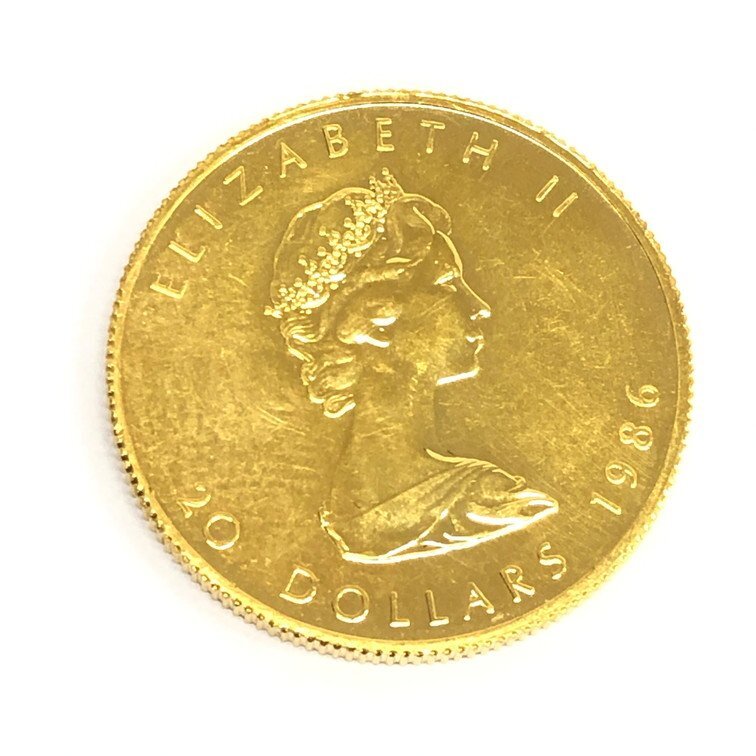 K24IG カナダ メイプルリーフ金貨 1/2oz 1986 総重量15.6g【CEAG7065】の画像2