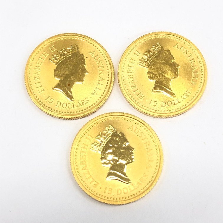 K24IG Australia kangaroo gold coin nageto gold coin 1/10oz 3 sheets summarize gross weight 9.3g[CEAB6052]