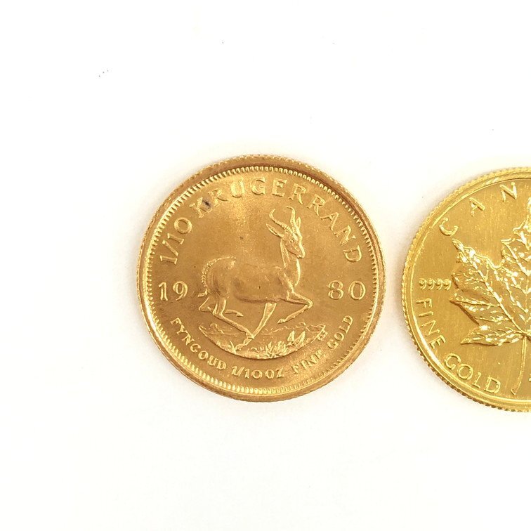 K24IG maple gold coin /K22 Crew Galland gold coin 2 point . summarize gross weight 6.5g[CEAC6059]