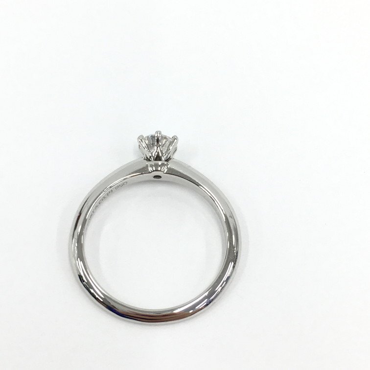 TIFFANY ティファニー リング PT950刻印 0.34CT 10号 3.6g【CEAI9022】_画像4