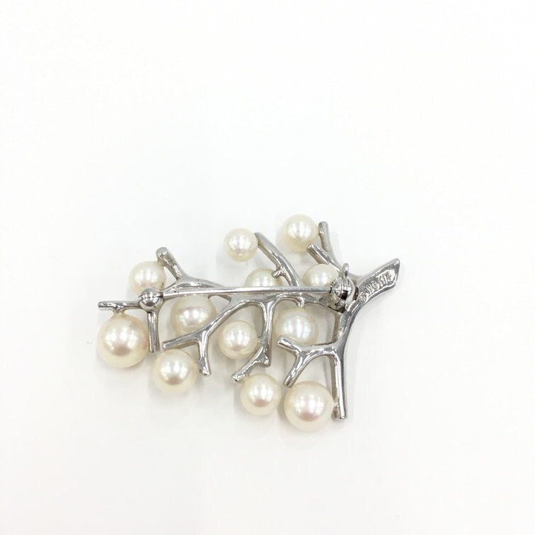 MIKIMOTO ミキモト ブローチ パール付き K14WG刻印 9.3g【CEAI5009】_画像3