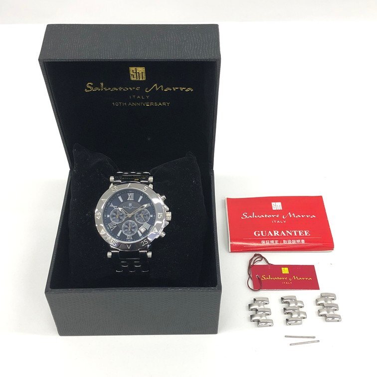 Salvatore Marra　サルバトーレマーラ　腕時計　SM8005-1　クロノグラフ　箱付き　不動品【CEAJ9014】_画像9